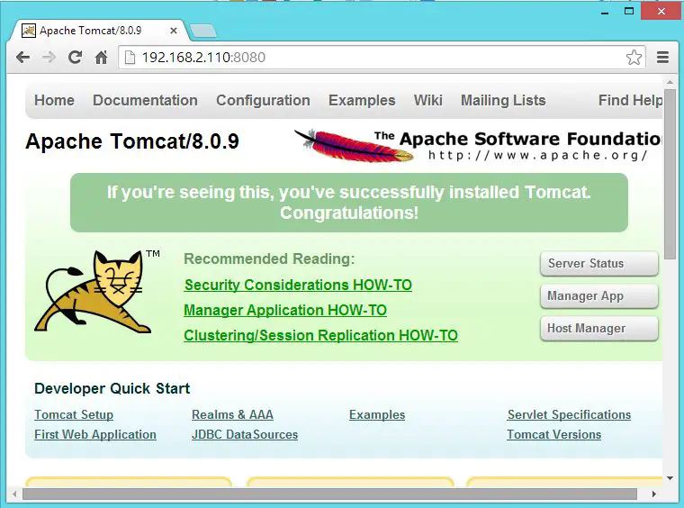 CentOS 7 - Apache Tomcat 8 Default Page