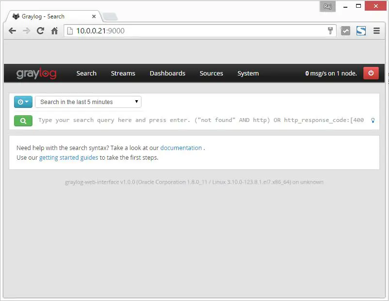 Install Graylog2 - Search Page