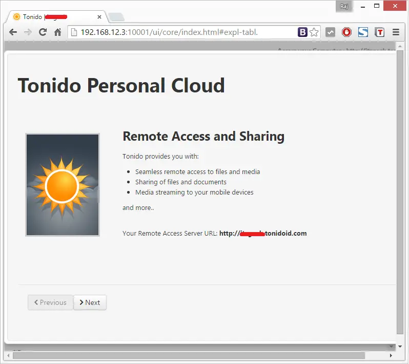 Install Tonido - Remote Server URL