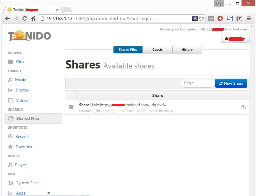 Install Tonido - Sharing File