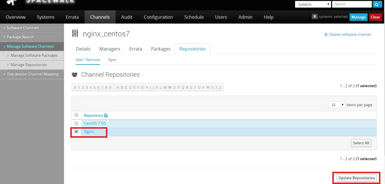 Managing Channels and Repositories - Adding repository to Child Channel - Updating respoitory
