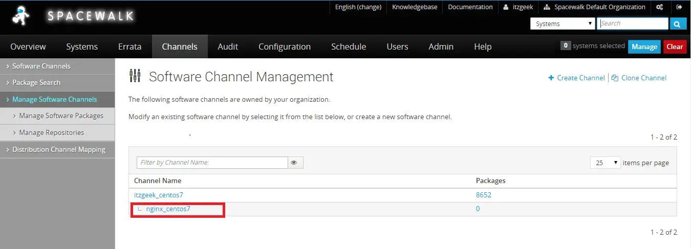 Managing Channels and Repositories - Adding repository to Child Channel