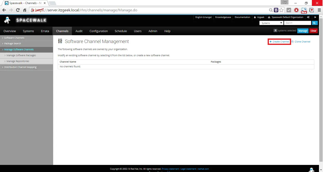 Managing Channels and Repositories - Create Base Channel