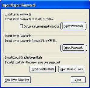 Import/Export Passwords