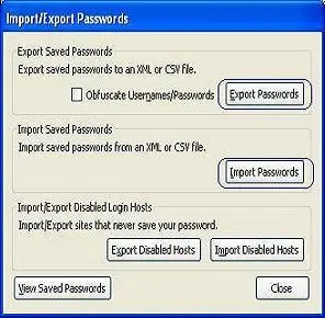 Import/Export Passwords