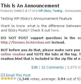 Rating - WP Post Ratings