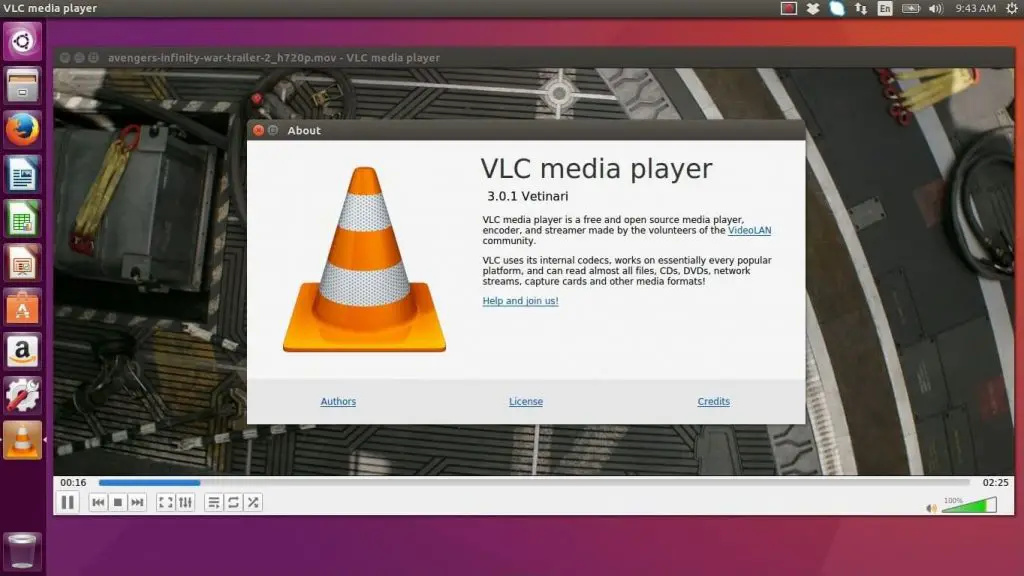 Install VLC Media Player on Ubuntu 16.04 - VLC Media Player Running on Ubuntu 16.04