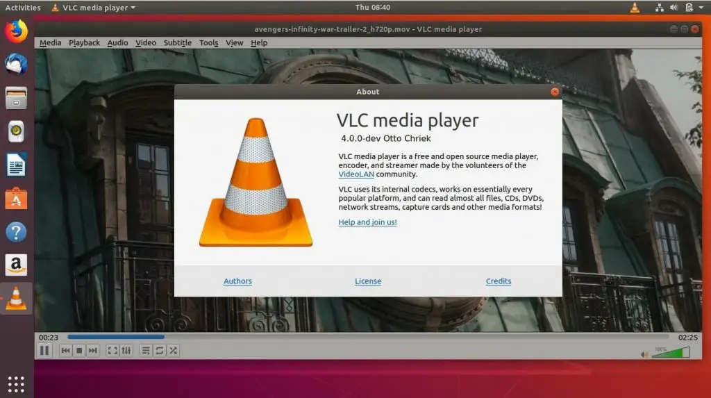 Install VLC Media Player on Ubuntu 18.04 - VLC Media Player Running on Ubuntu 18.04