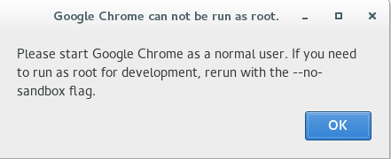 Run Google Chrome as root - Error