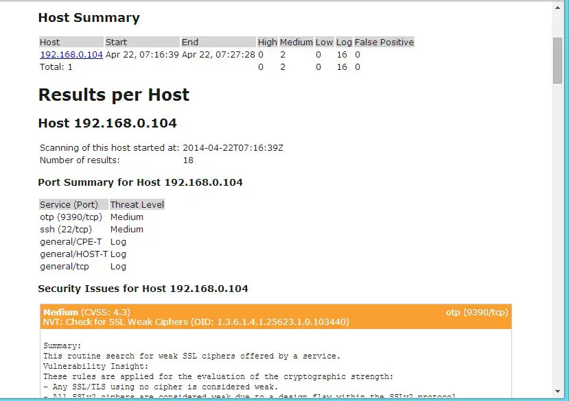 OpenVAS Actual Reprt