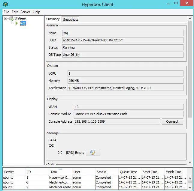 Hyperbox - Running VM