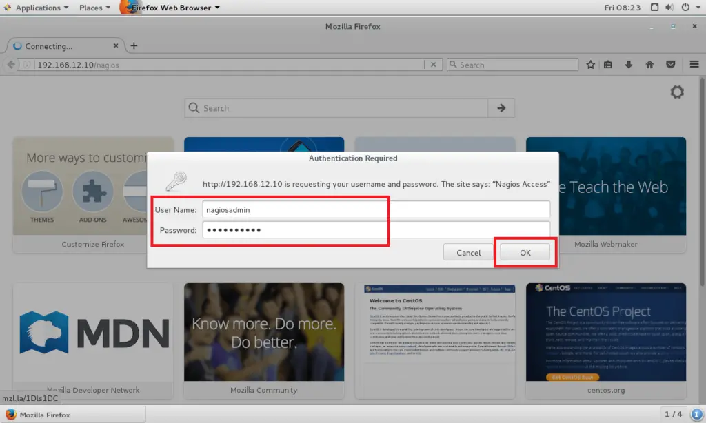 Install Nagios 4.3.4 on CentOS 7 - Nagios Login Screen