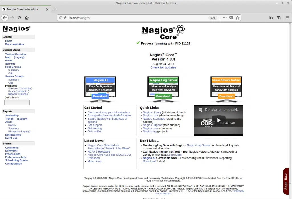 Install Nagios on Linux Mint 18 - Nagios DashBoard