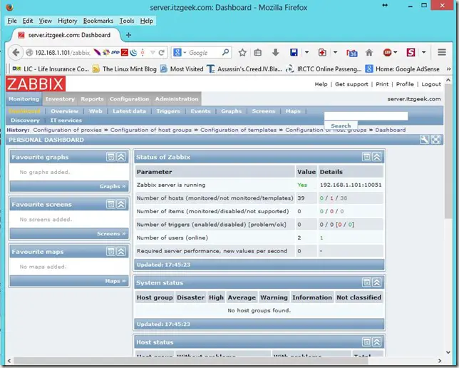 Zabbix Setup - Dashboard Zabbix Setup - Dashboard