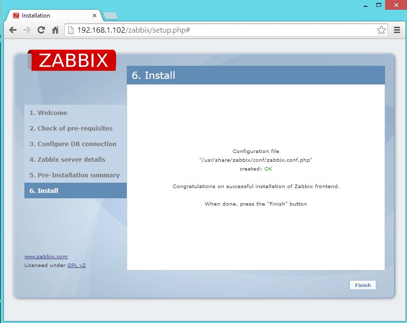 Install Zabbix 2.2 on Ubuntu 14.04 - Finish