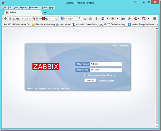 Zabbix Setup - Login Zabbix Setup - Login