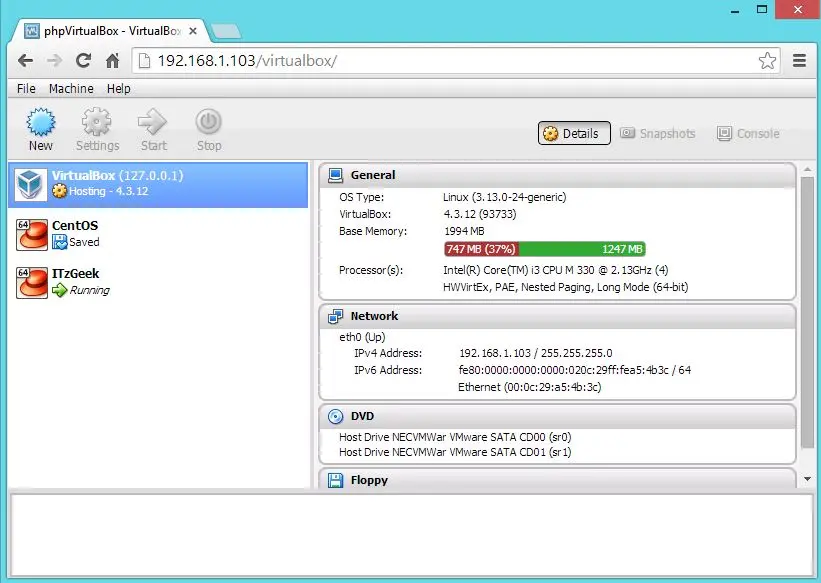 Manage VirtualBox with phpVirtualBox (Web Based Interface)