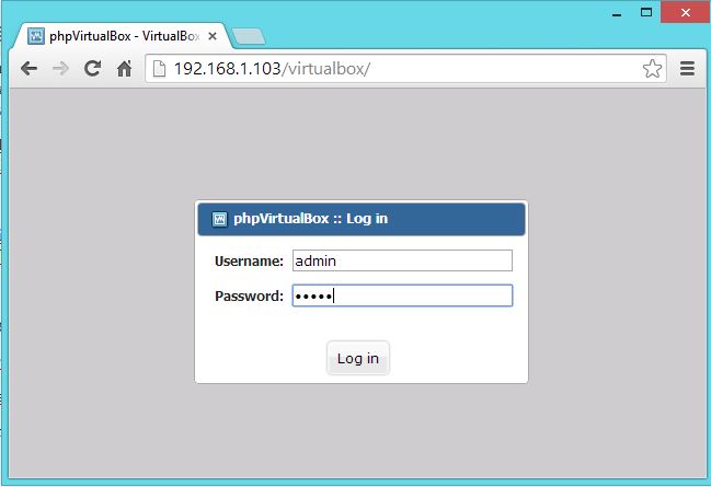 phpVirtualBox - Login Page