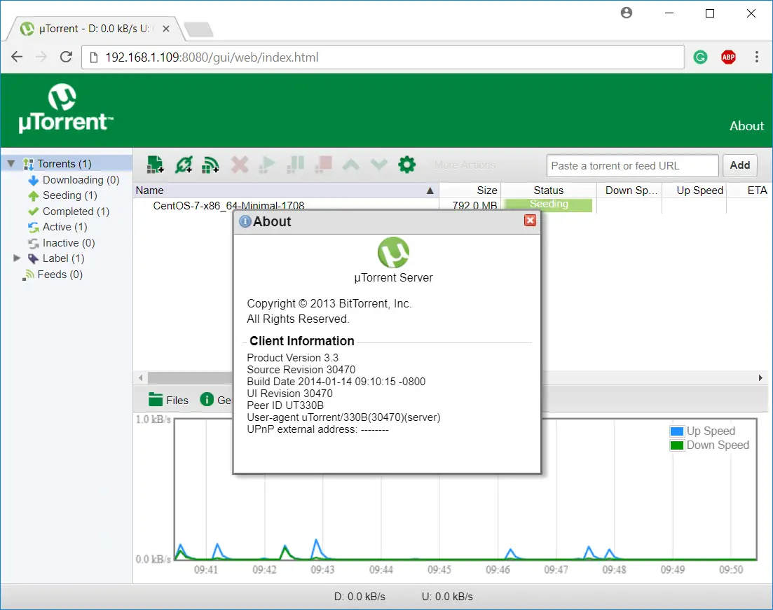 It seems like utorrent. Utorrent Server Linux.