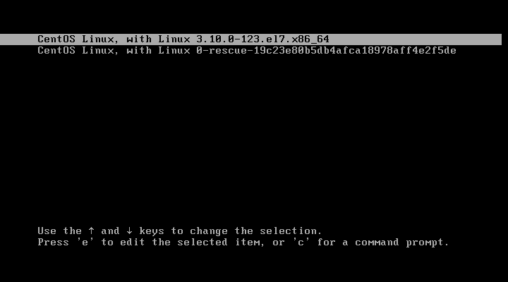 Single User Mode in CentOS 7 - Reset root password - Select Kernel