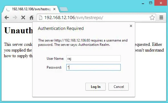 Install Apache SVN (Subversion) on CentOS 7 - SVN With Authendication Asking Password