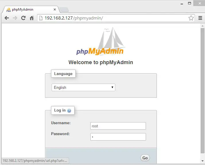 Install phpMyAdmin on Fedora 26 - phpMyadmin Login Page