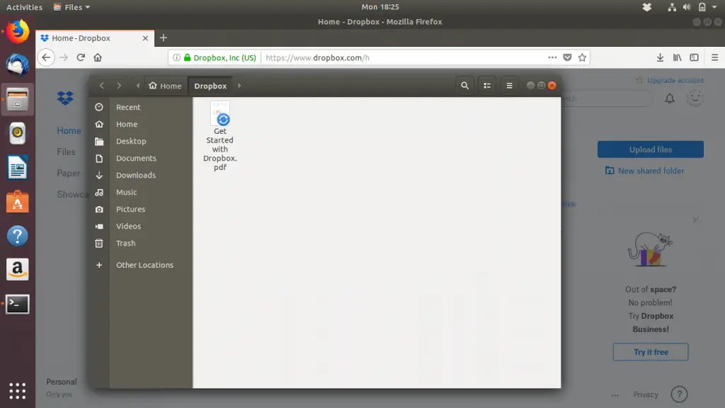 Install Dropbox on Ubuntu 18.04 - Dropbox Synchronization Directory