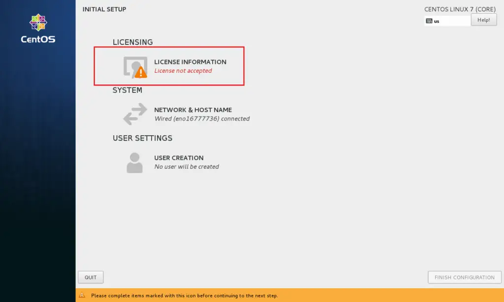 Install Gnome GUI on CentOS 7 - Licensing Page