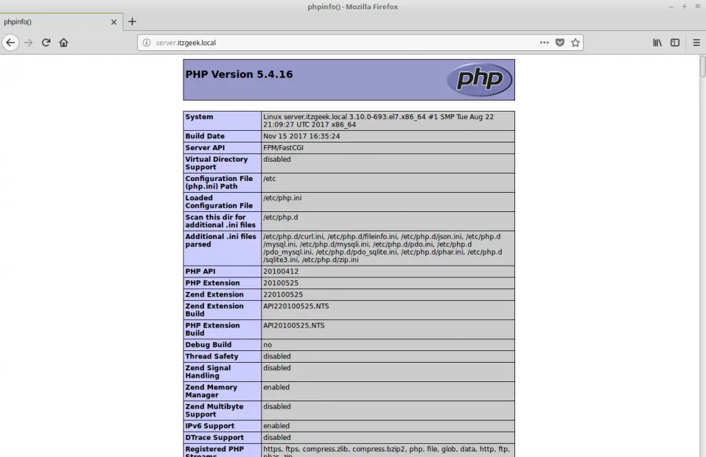 Install Linux, Nginx, MariaDB, PHP (LEMP Stack) in CentOS 7 - PHP Information