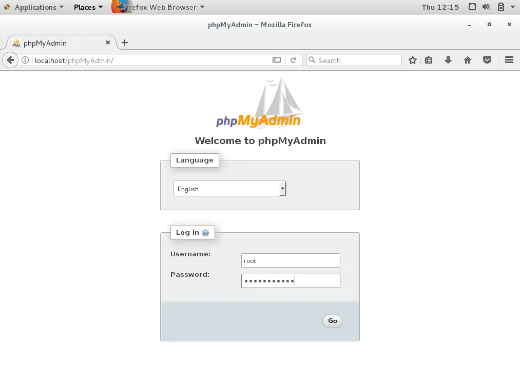 Install phpMyAdmin on CentOS 7 - phpMyadmin Login Page