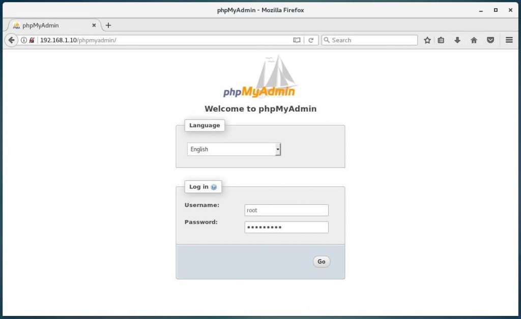 Install phpMyAdmin on CentOS 7 - phpMyAdmin Login Page