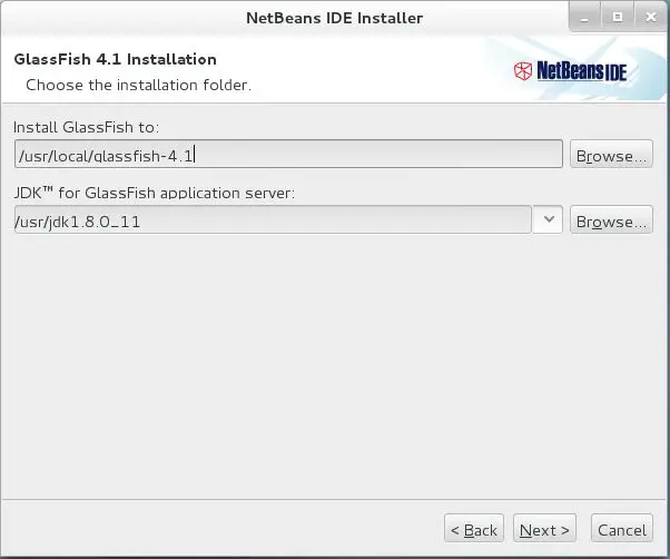 Install NetBeans IDE 8.0.1 on CentOS 7 - NetBeans IDE 8.0.1 GlassFish Installation Folder