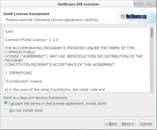 Install NetBeans IDE 8.0.1 on CentOS 7 - NetBeans IDE 8.0.1 Junit EULA