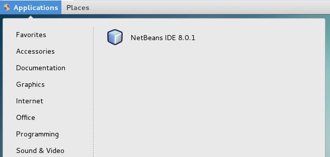 Install NetBeans IDE 8.0.1 on CentOS 7 - NetBeans IDE 8.0.1Start Menu