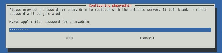 Install phpMyAdmin with Nginx on LinuxMint 19 - Enter Password