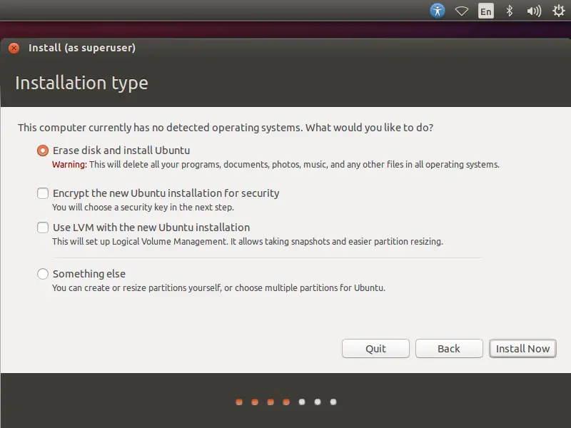 Ubntu 14.10 -Erase and Install Ubuntu
