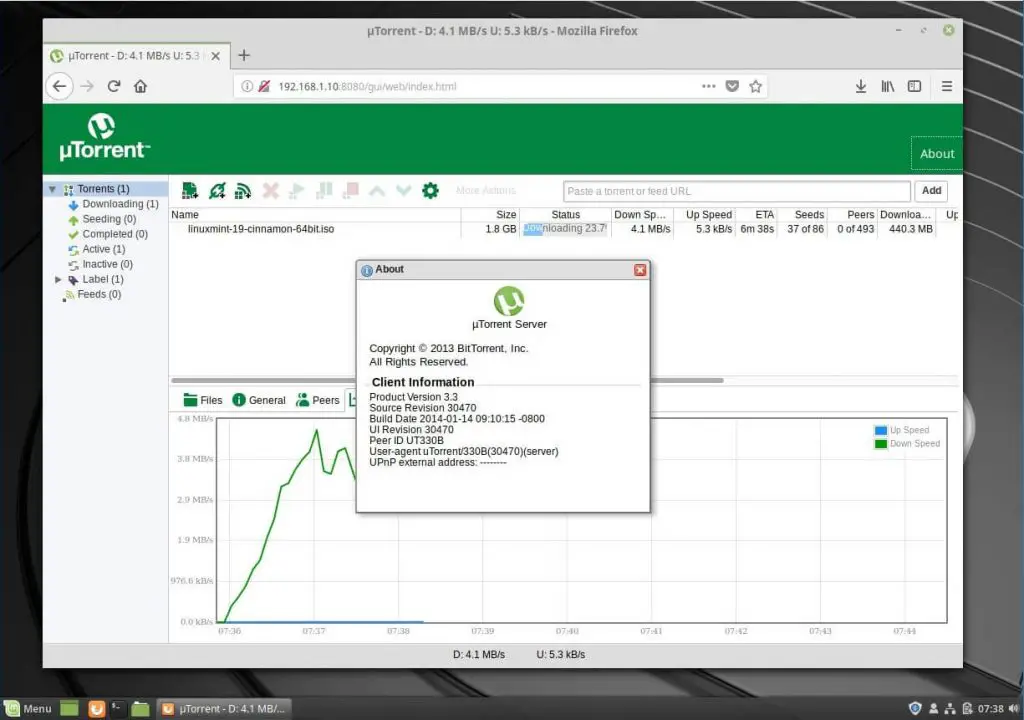 uTorrent Running on Linux Mint 19