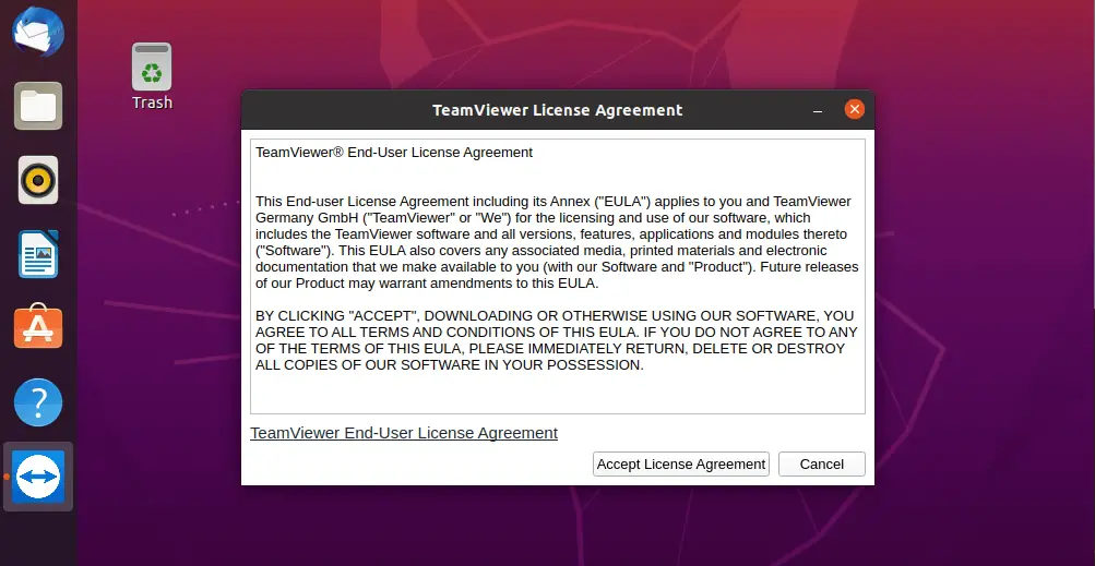 Accept TeamViewer License Agreement