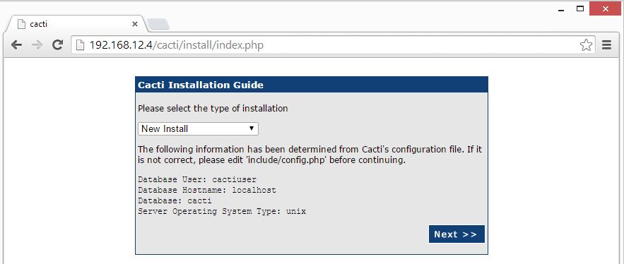 CentOS 7 - Cacti Installation Type