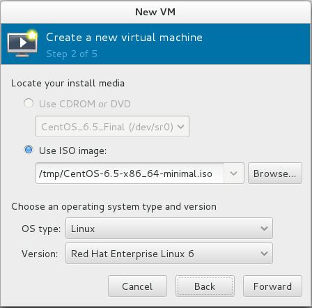 Install KVM on Fedora 26 - Virt Manager - Installation Media