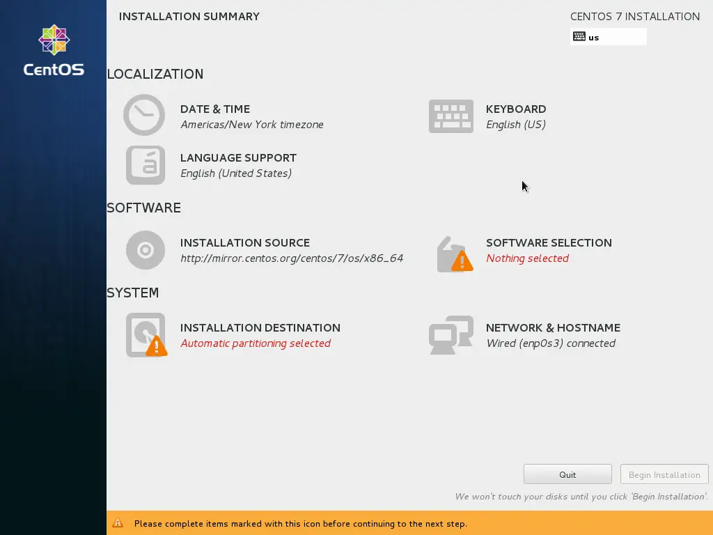 CentOS 7 NetInstall - Installationsquelle URL