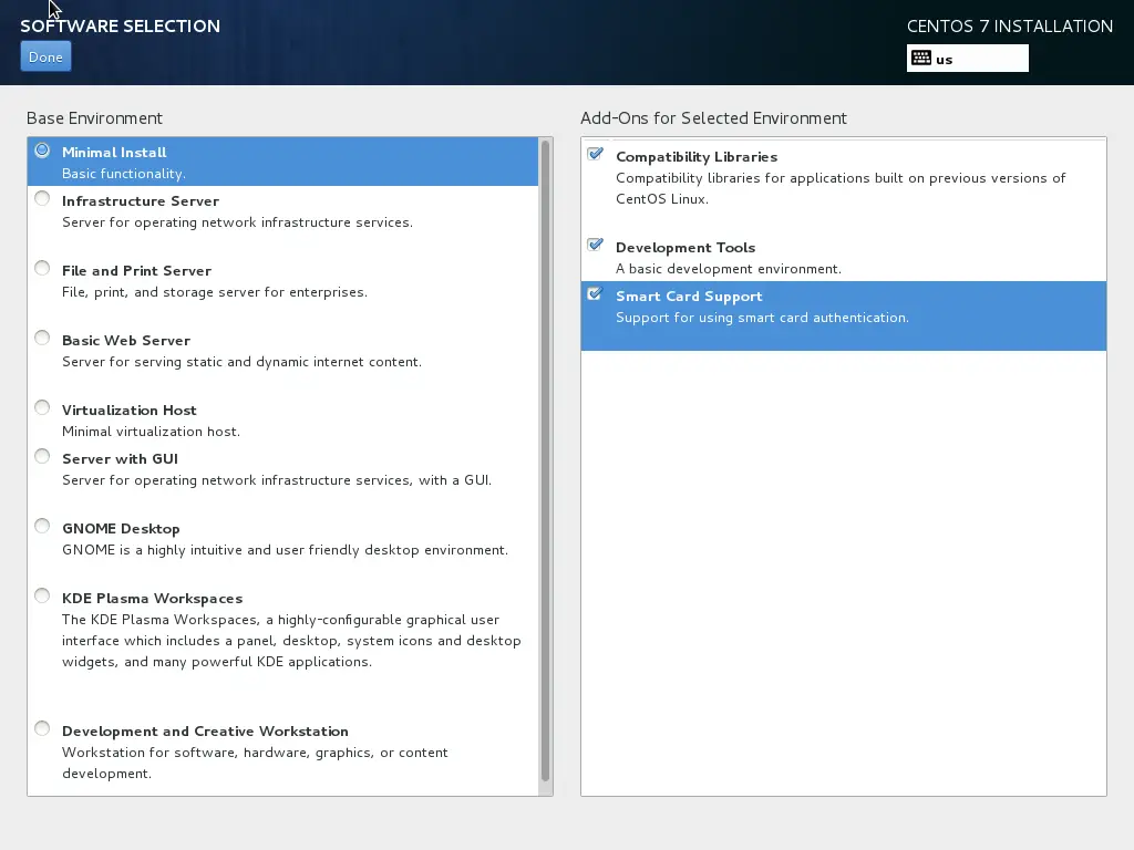 CentOS 7 NetInstall - Software Selection