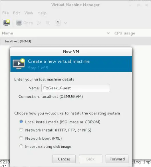 Install KVM on Fedora 26 - Virt Manager - Create VM