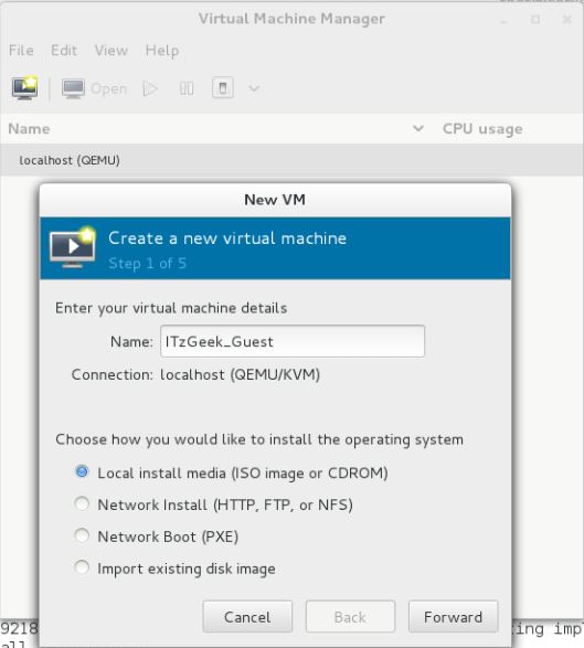 Install KVM on Fedora 26 - Virt Manager - Create VM