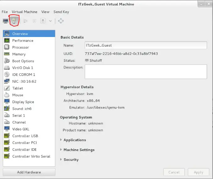 Install KVM on Fedora 26 - Virt Manager - Managing VM