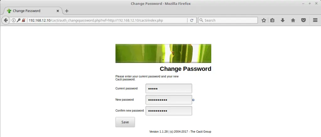 Install Cacti on CentOS 6 - Cacti Change Password