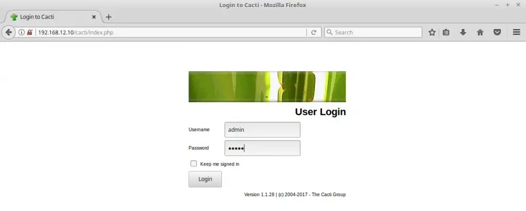 Install Cacti on CentOS 6 - Cacti Login Page