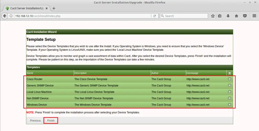 Install Cacti on CentOS 6 - Cacti Template Setup