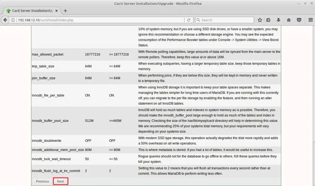 Install Cacti on CentOS 7 - Successful Cacti Pre-Installation Checks