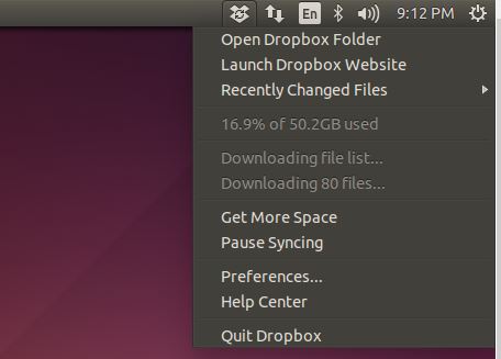 Ubuntu 14.10 - Dropbox Panel